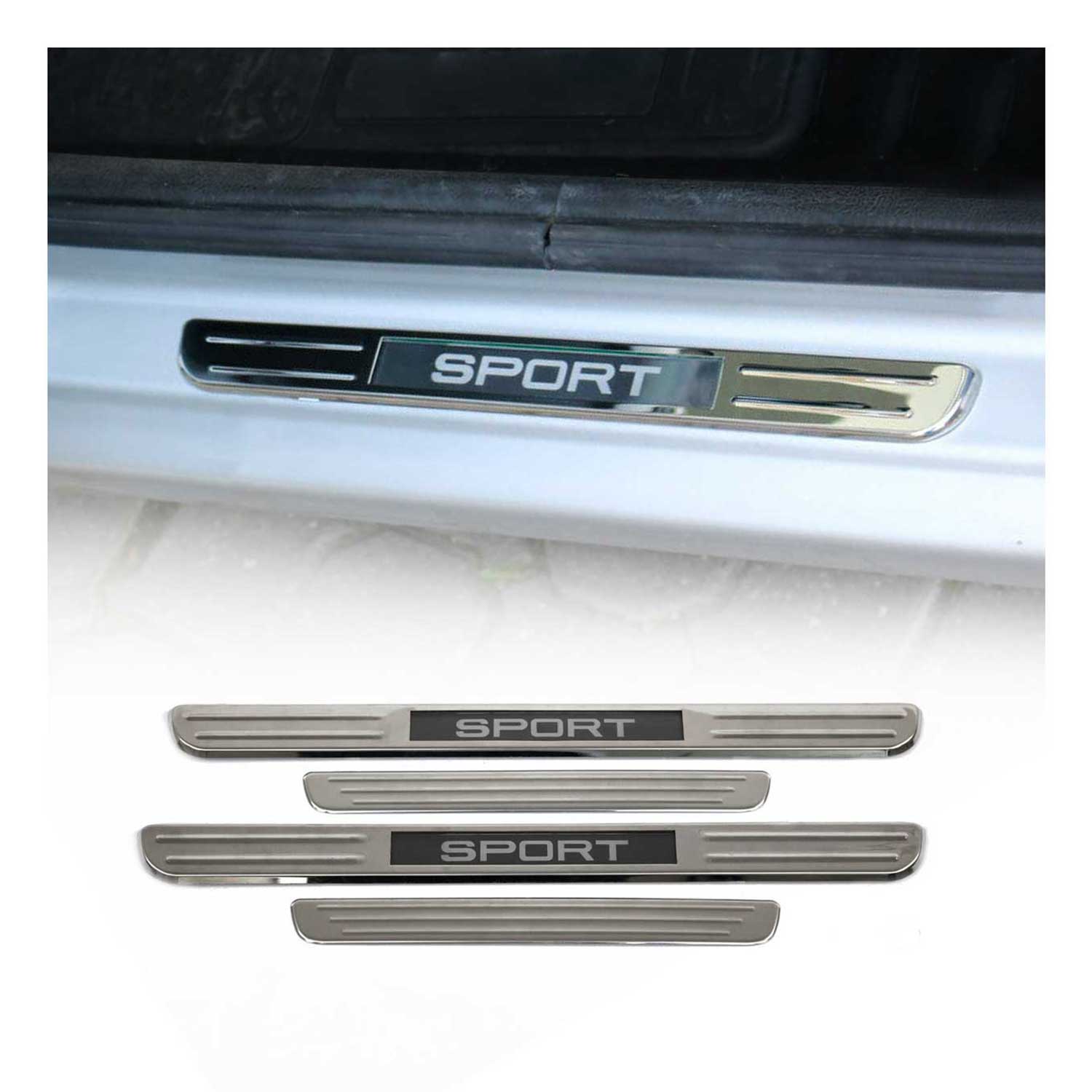 OMTEC Mercedes GLK GLC Class Door Sill Scuff Plate Illuminated Sport Steel Silver 4 Pcs