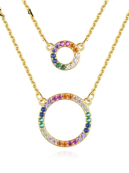 TOMARK 1000412979 Circle Layered Necklace  18K Gold Plated .925 Sterling Silver Diamond CZ 2:1 Dainty Necklace