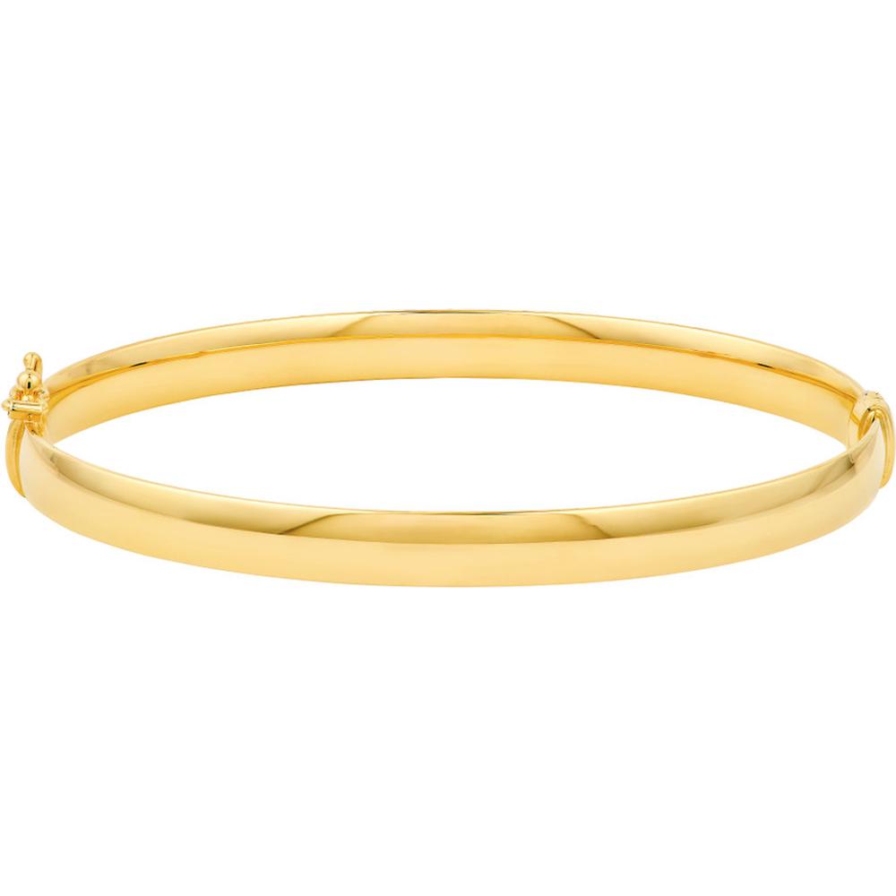 Olas d'Oro   14K Yellow Gold 6mm Flat Oval Tube Bangle   5.40 Grams
