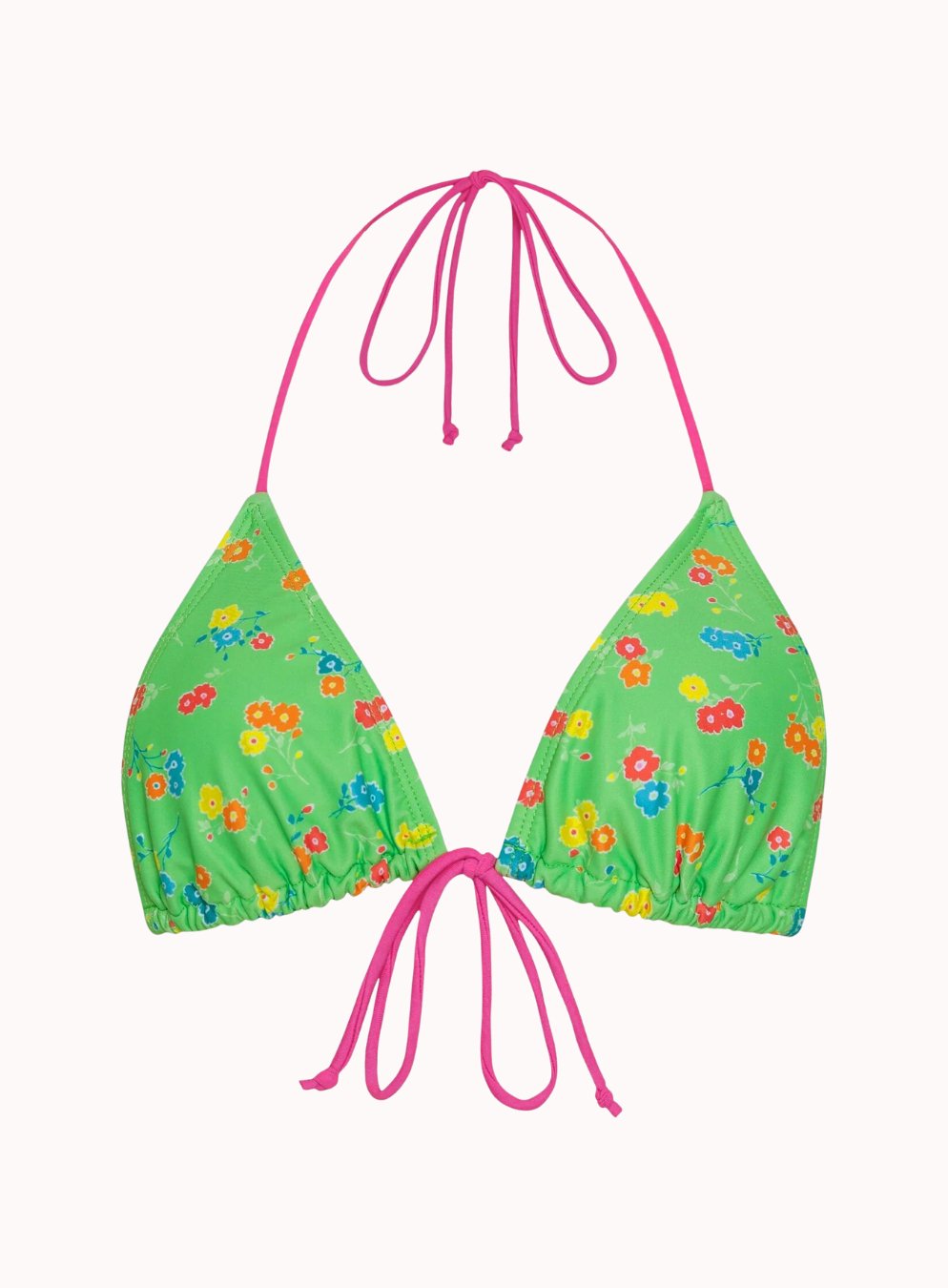 pamita-bikini-top-in-green-floral-with-pink-binding-868193 MOTEL Pamita Bikini Top In Green Floral With Pink Binding