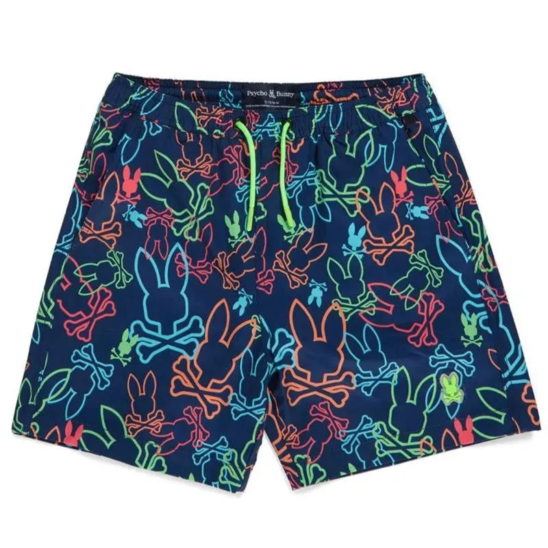 Psycho Bunny   Kids Barrett All Over Print Navy Swim Trunk