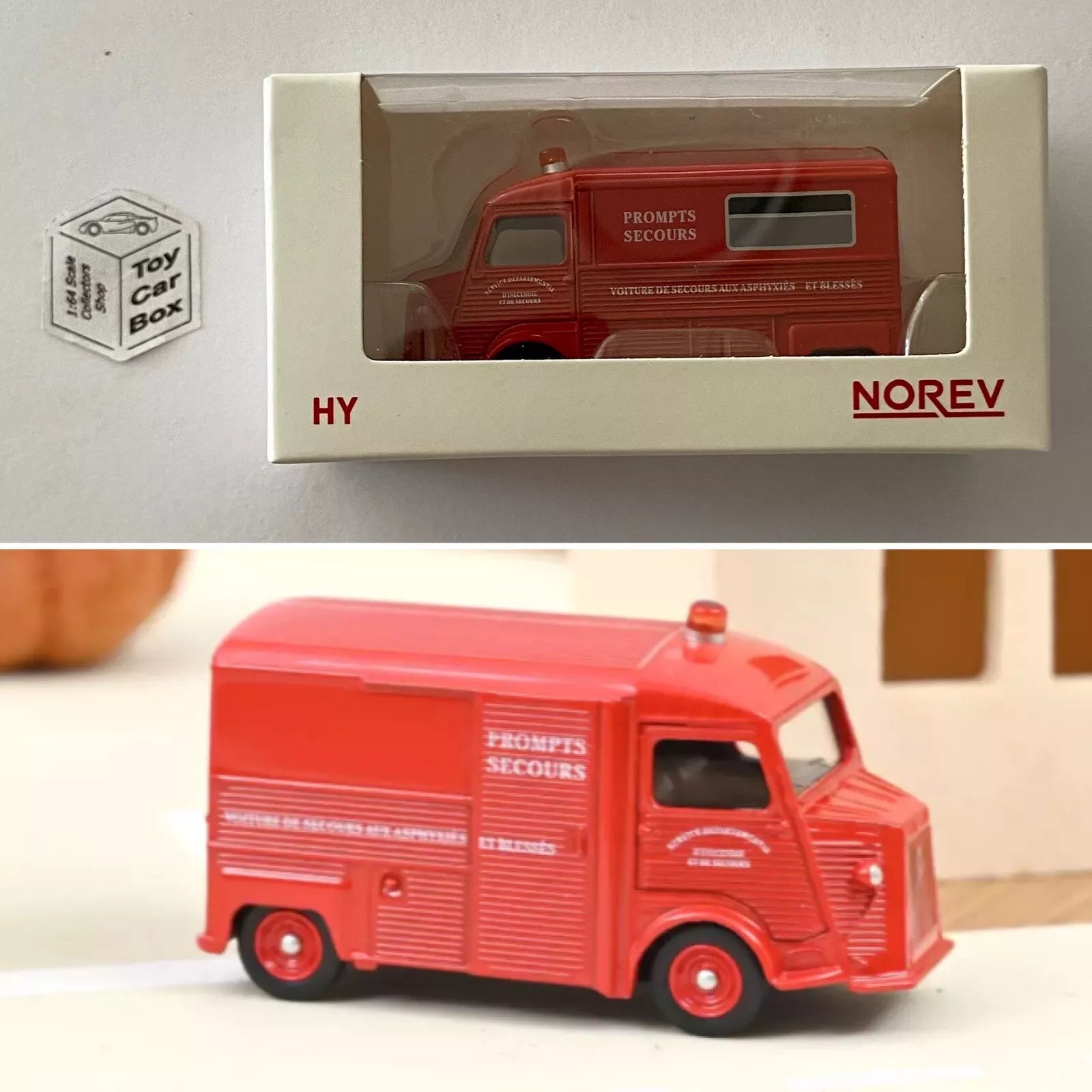 TOY CAR BOX NOREV 1:64 Scale*   1969 Citroen Type H Van (Red ‘Fire Truck’   Boxed) F75g