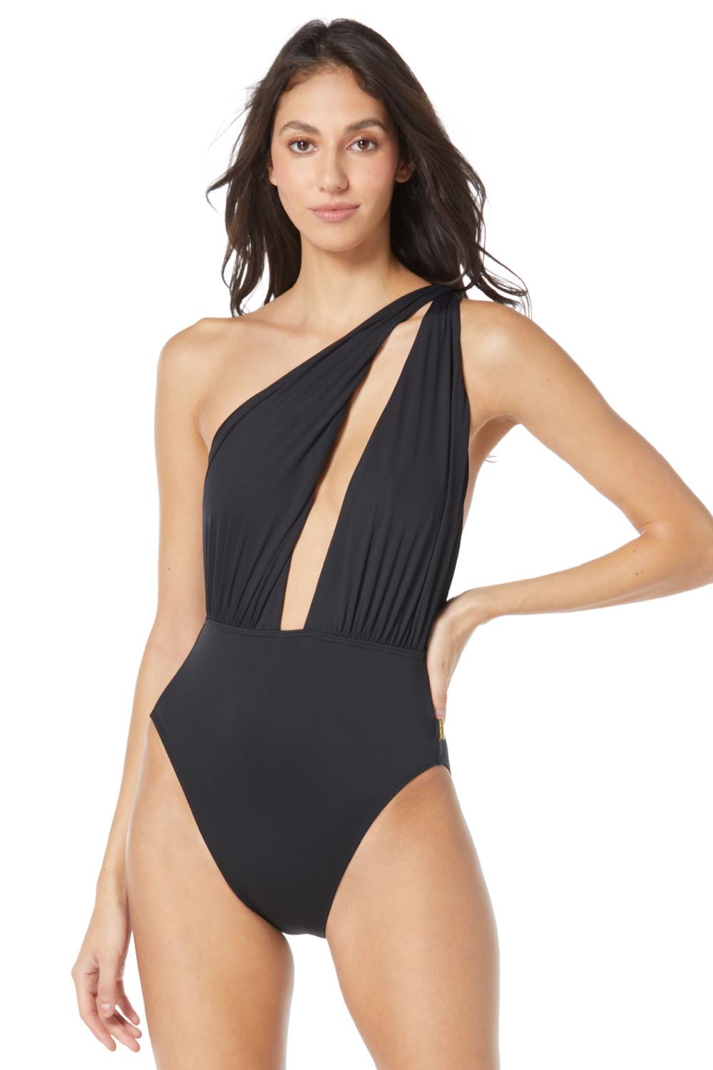 Vince Camuto Solids Crossover Swimsuit  Black (V09797)