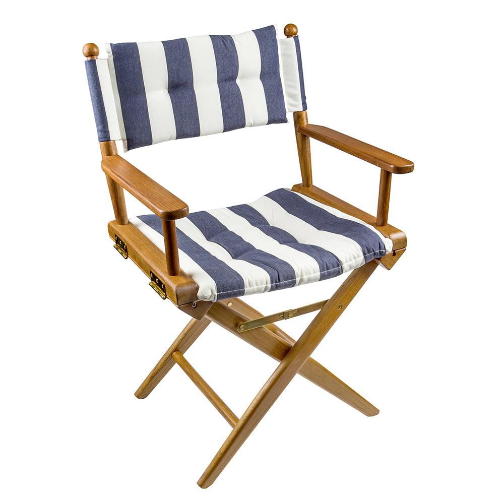 Whitecap Director's Chair w/Navy & White Cushion   Teak
