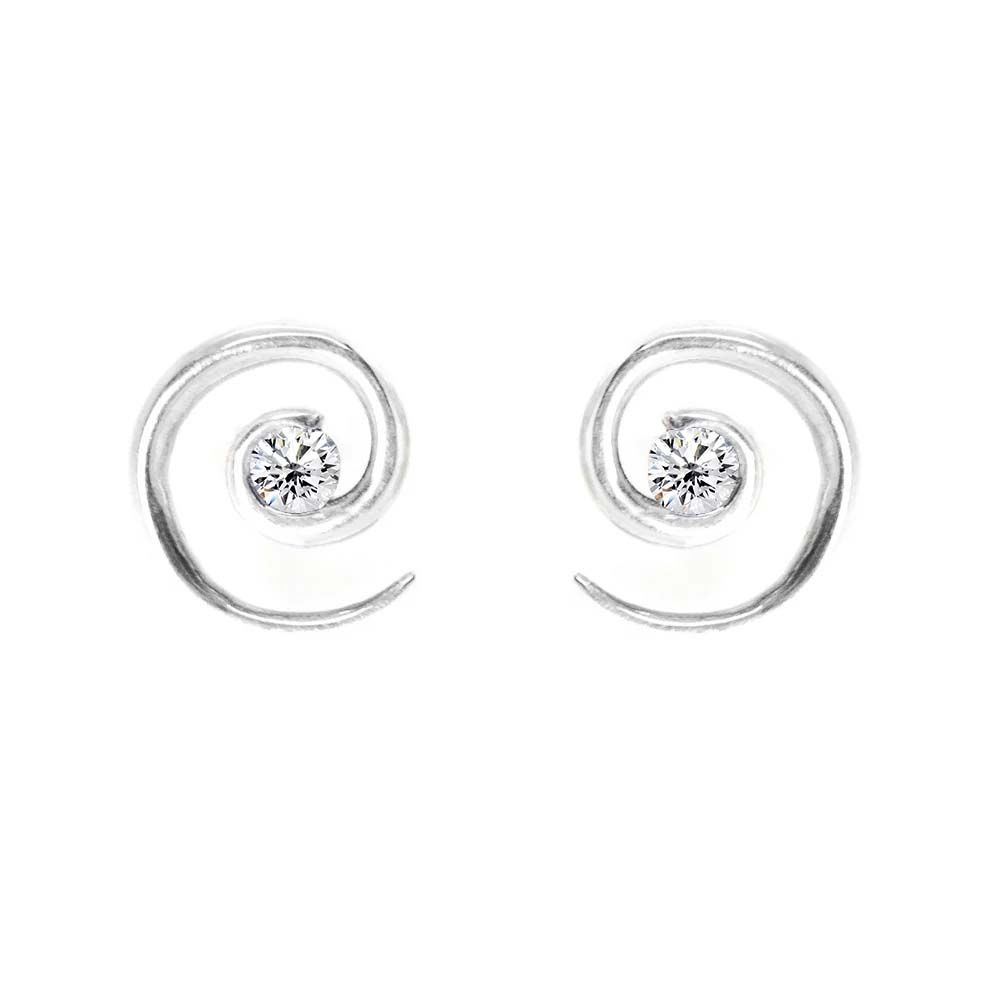 AUGUSTINE JEWELS White Gold Spiral Diamond Earrings