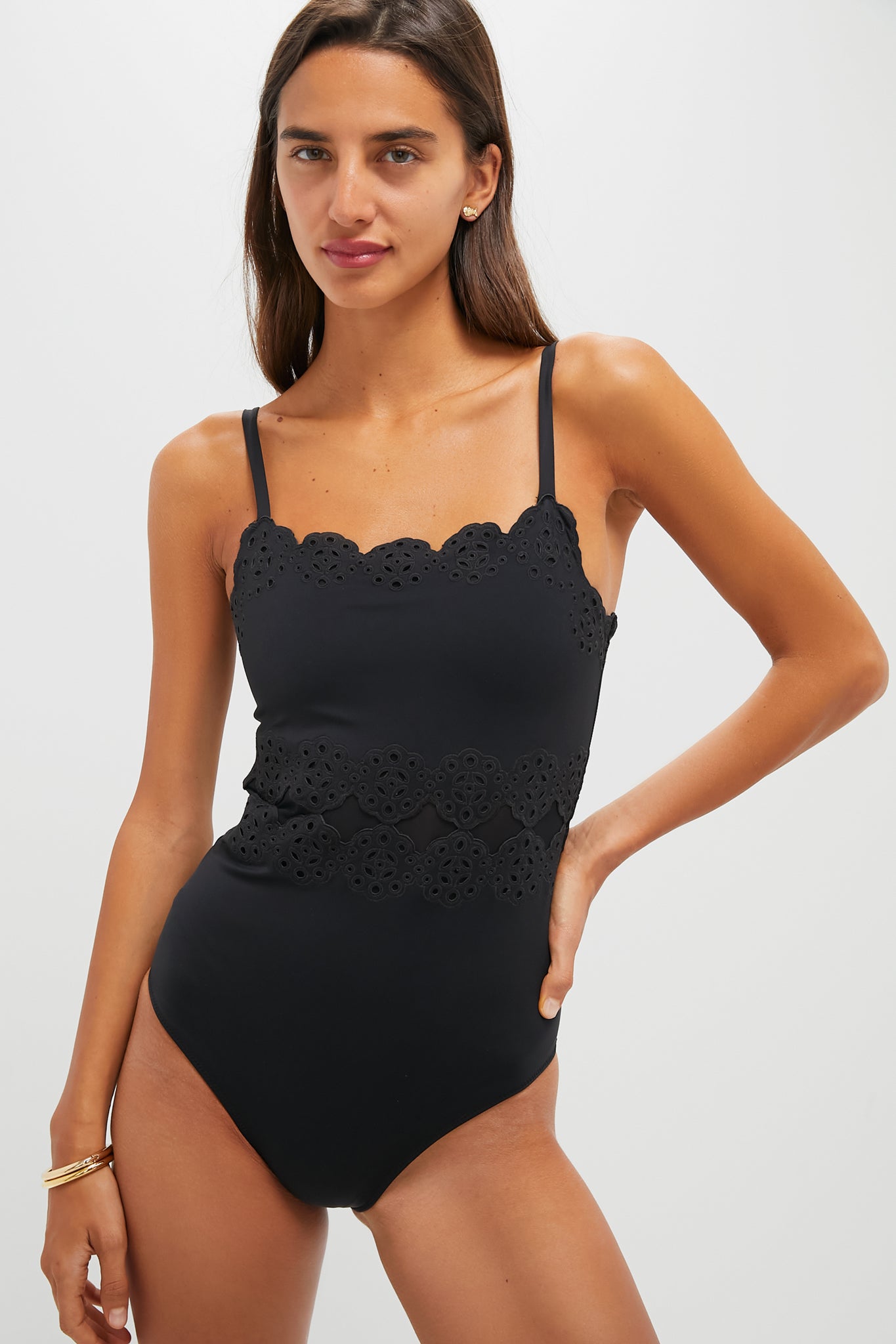 SEA NEW YORK Black Mae Scallop One Piece