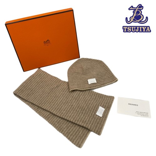 HERMES Kids Knitted Hat Muffler Beige U A A2511