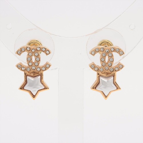 Chanel Coco Mark Star B24C Piercing jewelry (for both ears) Imitation pearls Gol