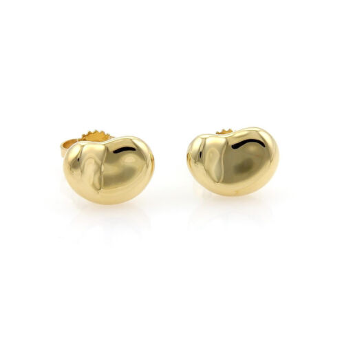 Tiffany & Co. 18K Large Yellow G Elsa Peretti Pierced Stud Beans Earrings