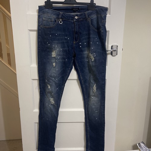 AZAT MARD DESTROYED BLUE DENIM JEAN Size 34