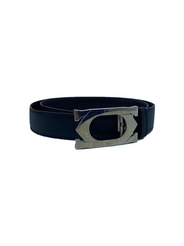 Cartier Belt Leather Black Solid Mens Buckle Slightly Scratched U