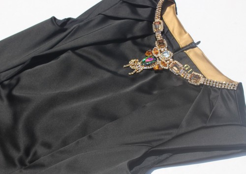 0~ GIZIA ~ size EU 36 (US 6) BLACK Body Con Dress With Swarovski Crystals