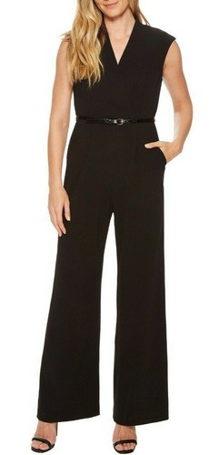 Calvin Klein Women's Black Belted Jumpsuit Size 4  