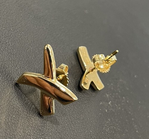 Tiffany & Co. Paloma Picasso 18K Yellow G Graffiti X Earrings