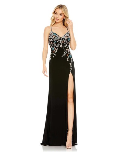 Mac Duggal NEW Pink Embellished Strapless Bustier With Bow Crepe Gown   Size 4