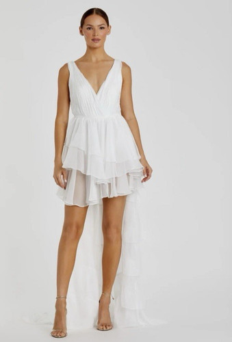 (279) ❤️ BNWT MAC DUGGAL Sequined Wrap Over Ruffled Cap Sleeve Gown #5502
