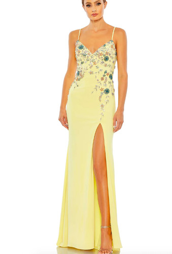 (372) ❤️ BNWT MAC DUGGAL Embellished Ruffled Cap Sleeve V Neck Gown #10772