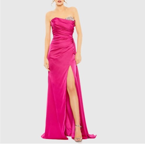 New   MAC DUGGAL Pink Strapless Embellished SweetheartNeckline Satin 2211 ~ 14