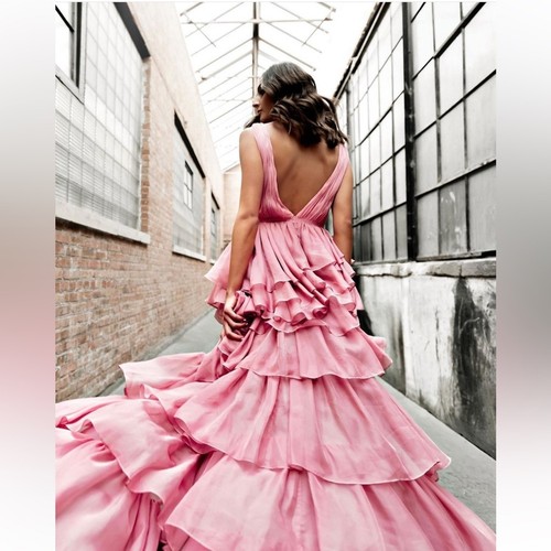 NWT $698 Mac Duggal [ 2 ] Cutout Waist Corset Back Floral Embellished Gown S1094
