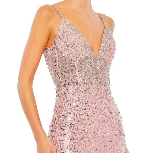(156) ❤️ BNWT MAC DUGGAL EMBELLISHED PLUNGE NECK SLEEVELESS TRUMPET GOWN #68…