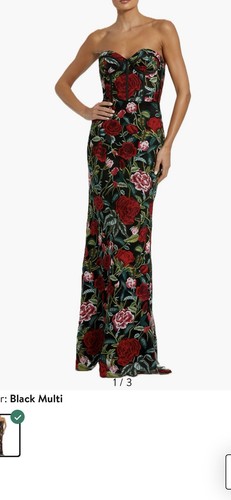 NWT $498 Mac Duggal [ 8 ] Hand Beaded Floral Spaghetti Strap Gown in Rose #G1258