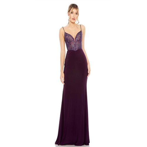 Mac Duggal NEW Embellished LaceSheath Gown   Amethyst $498.00 retail price