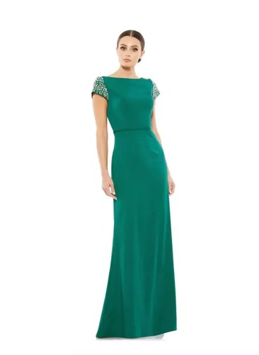 Ieena for Mac Duggal 55718 Beaded Cap Sleeve Bateau Column  Size 4 (LK#273 A)