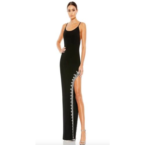 Mac Duggal 42002 Rhinestone Encrusted Side Slit Cami Bodycon Dress Size 10