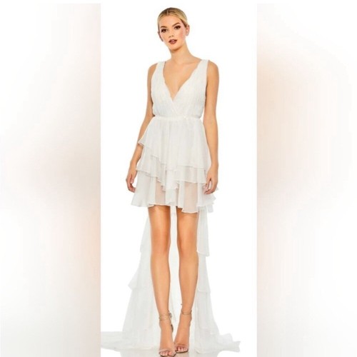 BNWT ❤️ MAC DUGGAL METALLIC EMBELLISHED PLUNGE NECK OPEN BACK GOWN #5…
