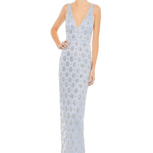 MAC DUGGAL 10928 Mint Sequined Spaghetti Strap Wrap Over A Line Gown Sz 4. NWT