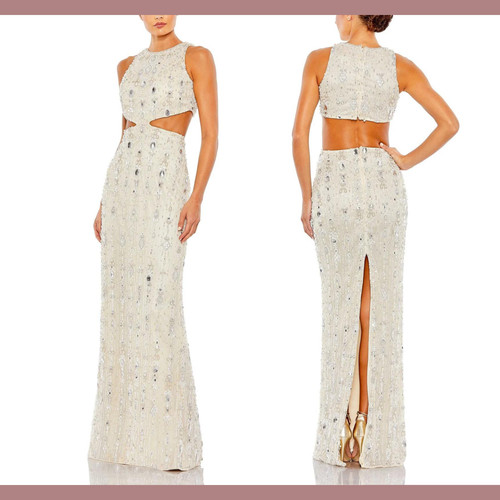 (161) ❤️ BNWT MAC DUGGAL RUFFLE TIERED TULLE CUT OUT GOWN #50670