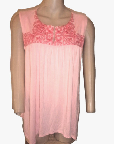 Adrianna Papell Camisole Pink V Neck Embroidered  Size XL
