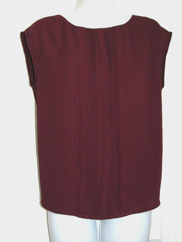 ADRIANNA PAPELL~ Burgundy Sleeveless Pleated Front Dressy Blou S (Runs Big)
