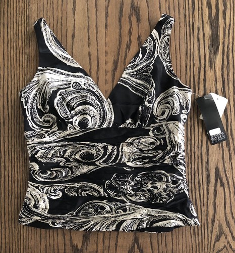 Adrianna Papell Blue Floral Silk Side Zip Tank Top Size 6