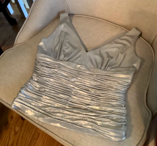 Adrianna Papell Evening Essential Silvere Ruched Top Size 4