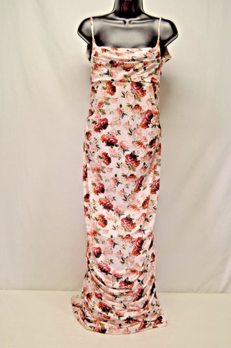 ADRIANNA PAPELL NWT CLUB L FLUTE WHITE FLORAL MATERNITY COWL BODYCON CAMI MAXI DRESS Size 4