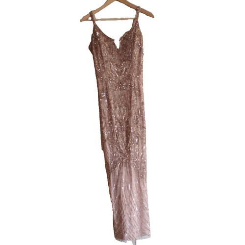 Aidan Mattox Size 2 Beaded Sequin Beige G Glamour Sexy Designer Maximalist