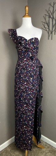 NWT Aidan Mattox black white star sequined mini dress S