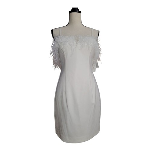 Aidan by Aidan Mattox Women's White Feather Mini Sheath Dress Size US 6 New