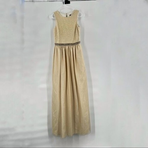 Aidan Mattox cream sleeveless dress gown size 8