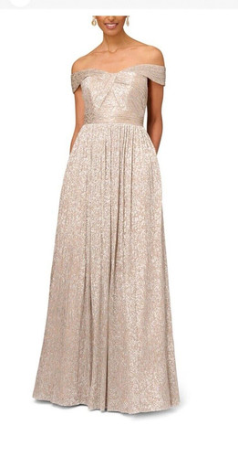 AIDAN MATTOX GOWN SIZE 12 NEW WITH TAG RETAIL$550 GOLD MOT OF BRIDE