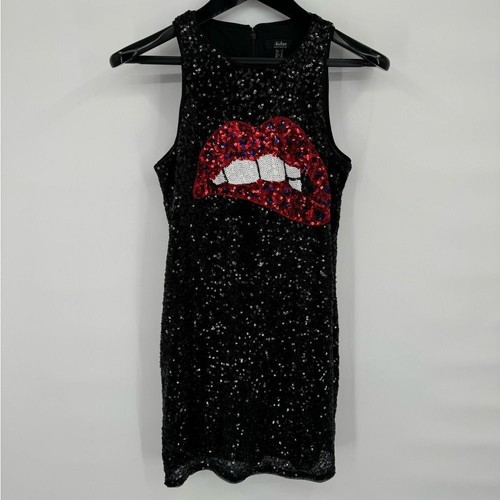 Aidan By Aidan Mattox Sequin Biting Lips Tank Mini Cocktail Dress size 6