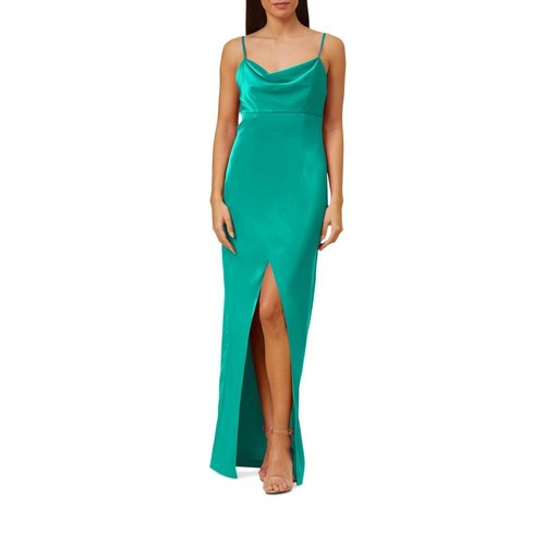Aidan Mattox Women Maxi Long Dress Short Sleeve Strap Solid Cowl Neck C182