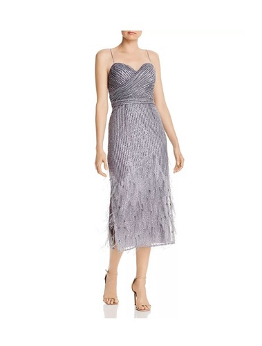 Aidan Mattox Asymmetrical Champagne Formal Tank Dress 10 Party Occasion Evening