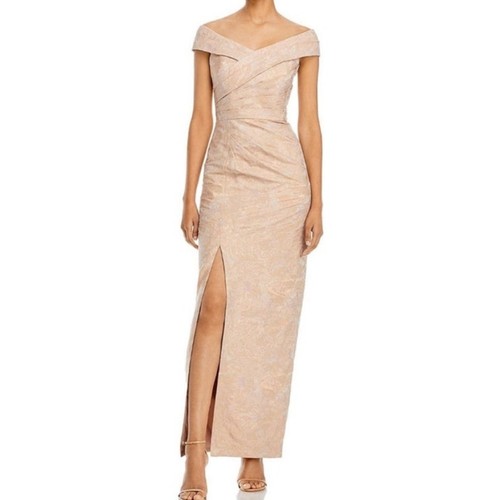 Aidan Mattox Rose G Off Shoulder Jacquard Evening Gown Sz 12 NWT