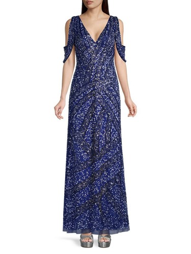 AIDAN AIDAN MATTOX Womens Blue Slit Lined Sleeveless Knee Length Sheath Dress 12