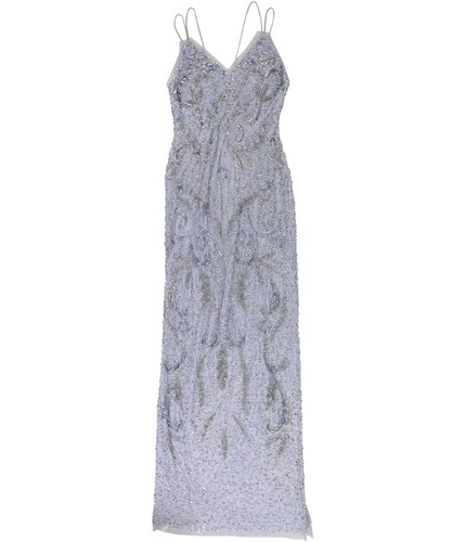 Aidan Mattox Womens Spaghetti Strap V Neck Gown A line Dress  Blue  0