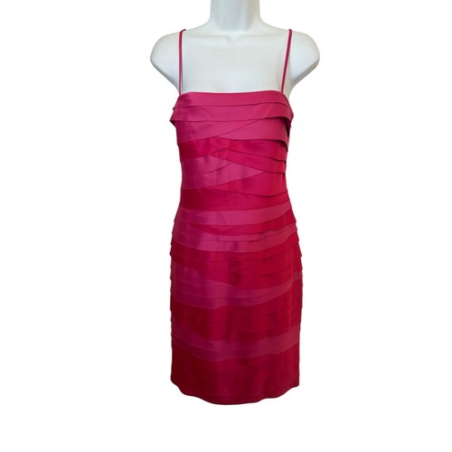 JS COLLECTIONS Vintage JS Collectibles Pink Cami Layered Panels Fitted Party Dress 10