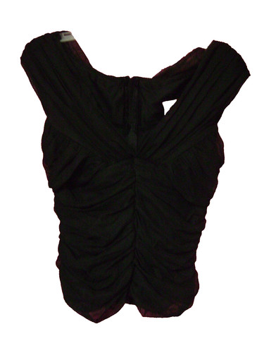 JS Collections Size 10 Back Zip Vest Green & Black Floral Beaded Top