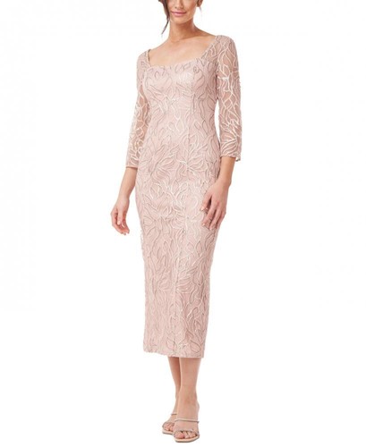 New $258 JS Collections Women's Midi 3 4 Sleeve Round Neck Sheath Dress A4461